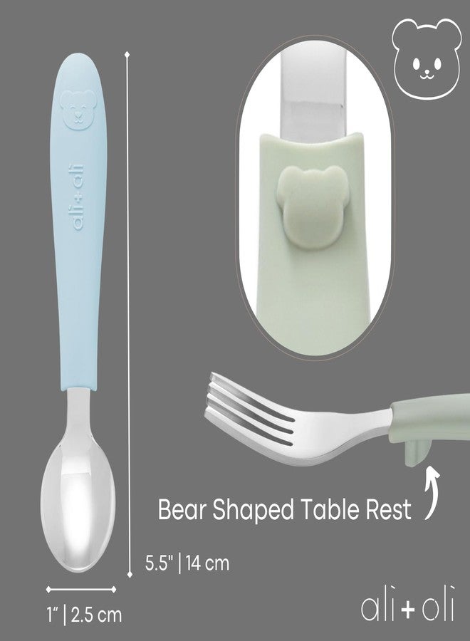 Ali+Oli Toddler Utensils Set (6 Pack) – Stainless Steel Kids Silverware with Soft Silicone Handles, BPA Free Baby Forks and Spoons, Durable Children Flatware Dishwasher Safe for Self Feeding (Bears) - Image 5